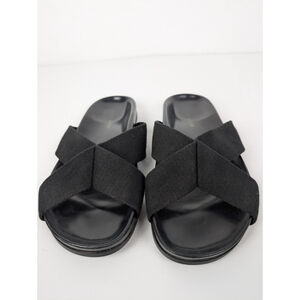 Jenni Kayne Cotton Crossover Sandals Black Size 40/10 Comfort Classic Beachy